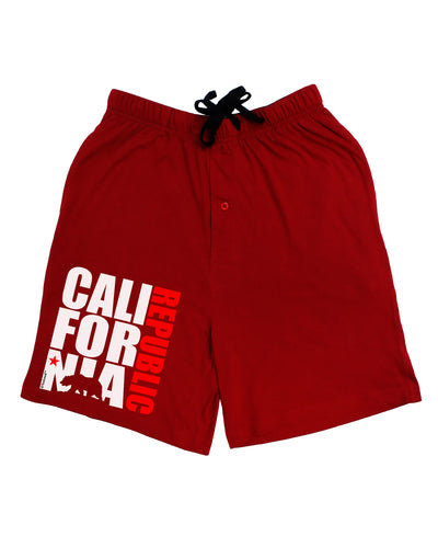 California Republic Design - California Red Star and Bear Adult Lounge Shorts - Red or Black by TooLoud-Lounge Shorts-TooLoud-Black-Small-Davson Sales