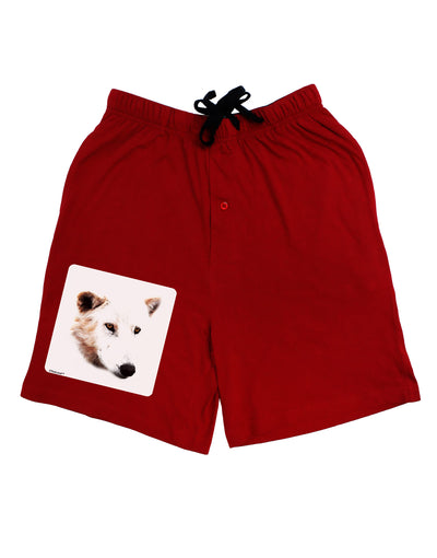 White Wolf Head Cutout Adult Lounge Shorts-Lounge Shorts-TooLoud-Red-Small-Davson Sales