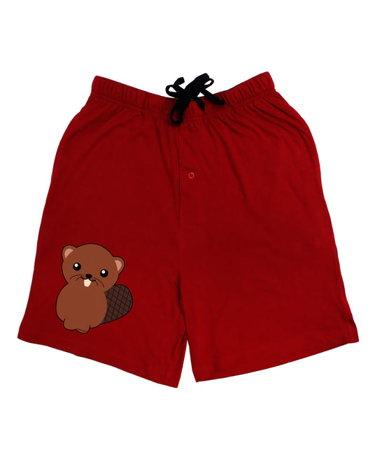 Cute Beaver Adult Lounge Shorts-Lounge Shorts-TooLoud-Red-Small-Davson Sales