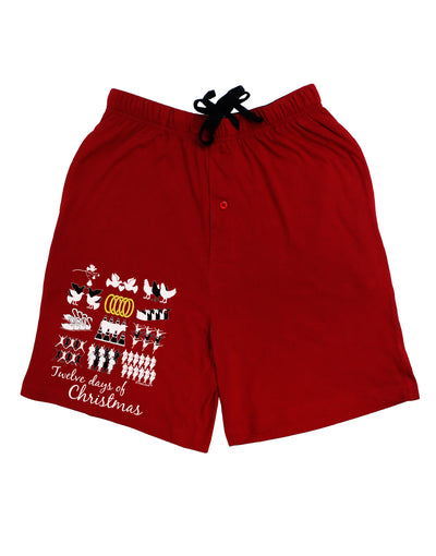 12 Days of Christmas Text Color Adult Lounge Shorts-Lounge Shorts-TooLoud-Red-Small-Davson Sales