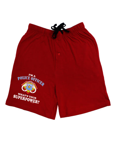 Police Officer - Superpower Adult Lounge Shorts-Lounge Shorts-TooLoud-Red-Small-Davson Sales