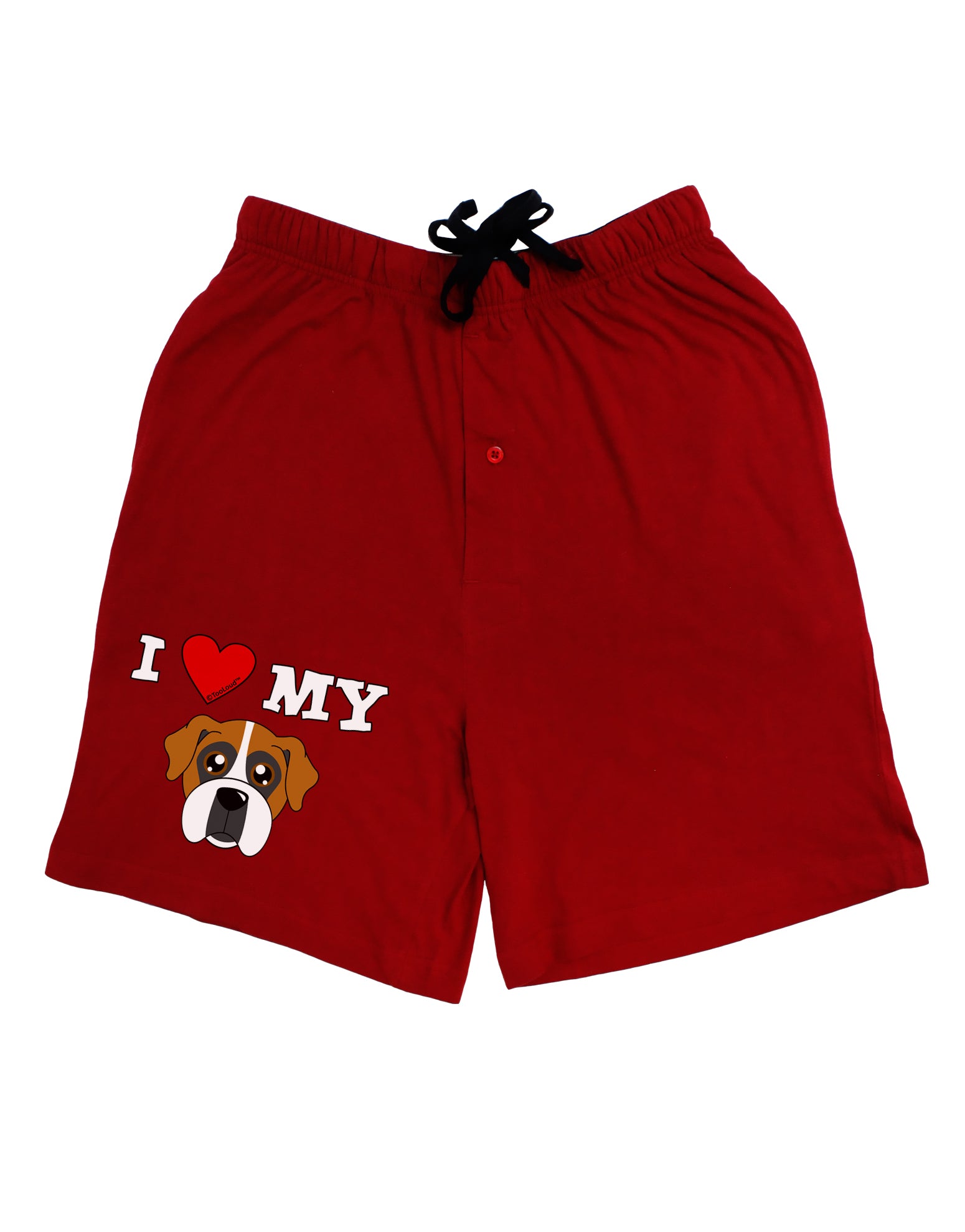 I Heart My - Cute Boxer Dog Adult Lounge Shorts - Red or Black by TooLoud-Lounge Shorts-TooLoud-Black-Small-Davson Sales