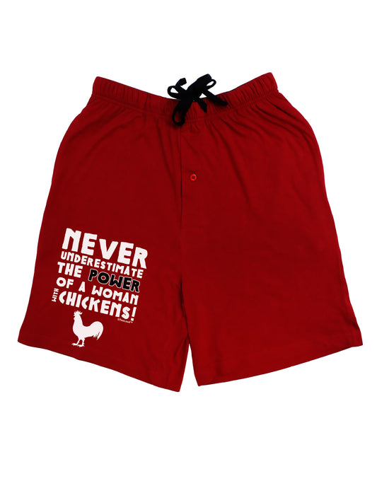 A Woman With Chickens Adult Lounge Shorts-Lounge Shorts-TooLoud-Red-Small-Davson Sales