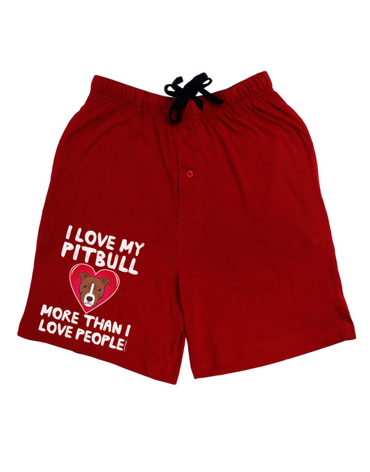 Love Pitbull More Than People Adult Lounge Shorts-Lounge Shorts-TooLoud-Red-Small-Davson Sales