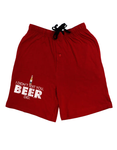 I Didn't Text You - Beer Adult Lounge Shorts-Lounge Shorts-TooLoud-Red-Small-Davson Sales