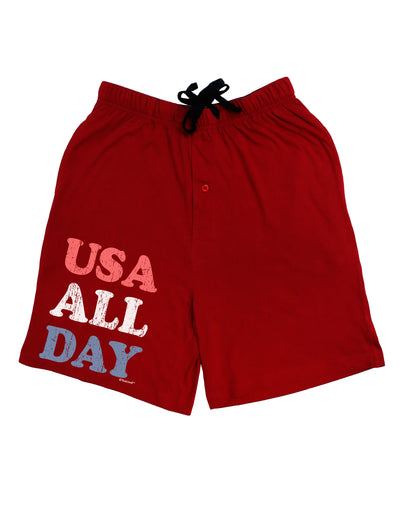 USA All Day - Distressed Patriotic Design Adult Lounge Shorts by TooLoud-Lounge Shorts-TooLoud-Black-Small-Davson Sales