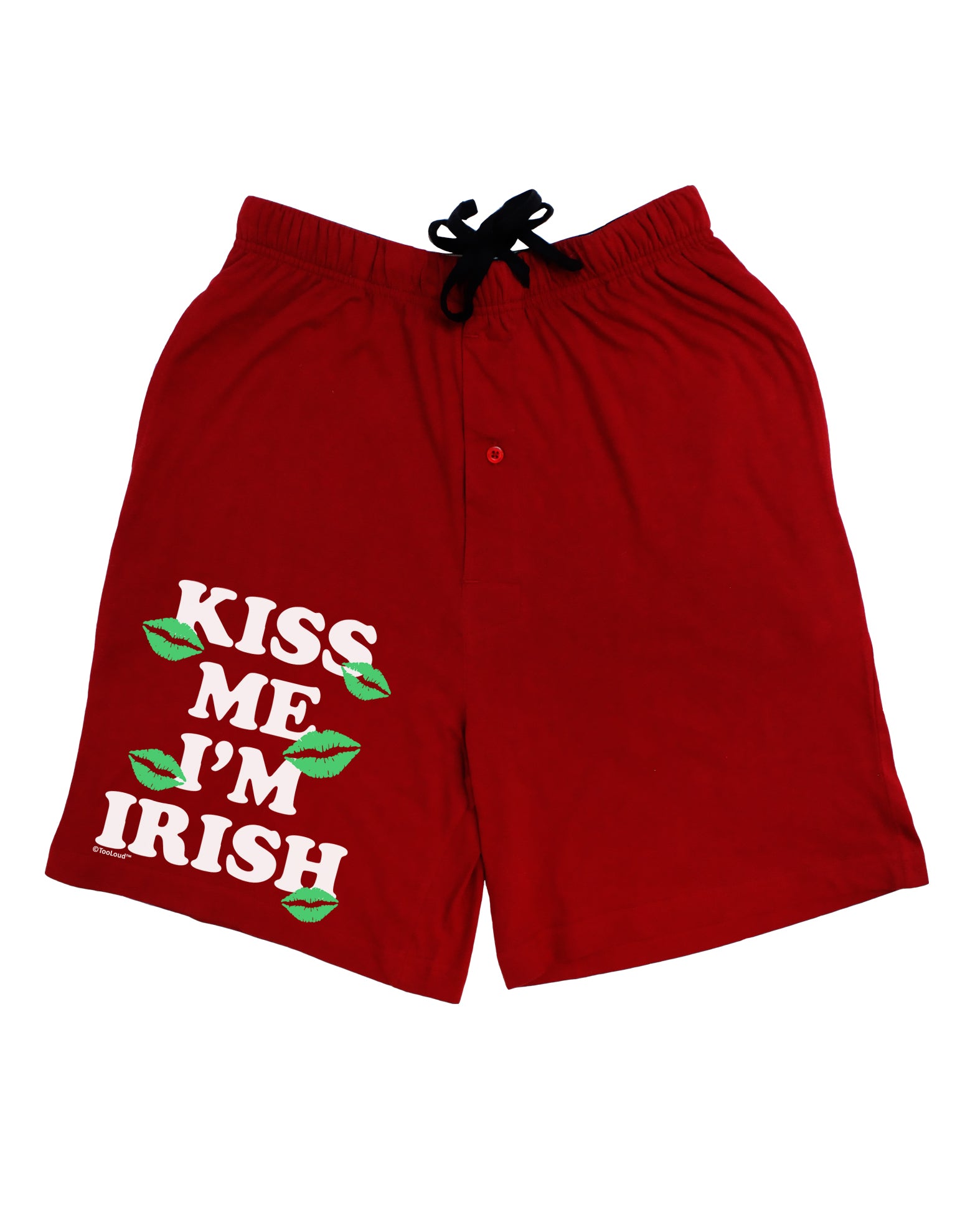 Kiss Me I'm Irish - Green Kisses Adult Lounge Shorts - Red or Black by TooLoud-Lounge Shorts-TooLoud-Black-Small-Davson Sales