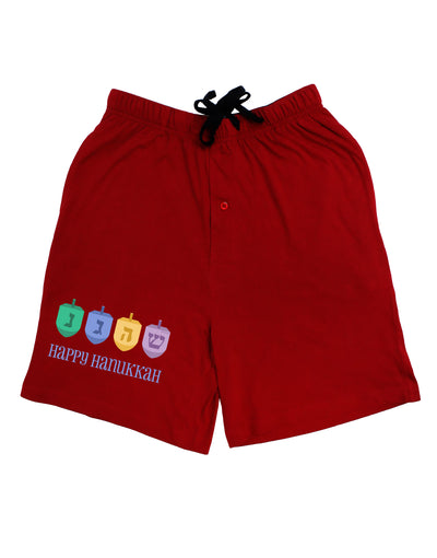 Happy Hanukkah Dreidels Adult Lounge Shorts - Red or Black-Lounge Shorts-TooLoud-Red-Small-Davson Sales