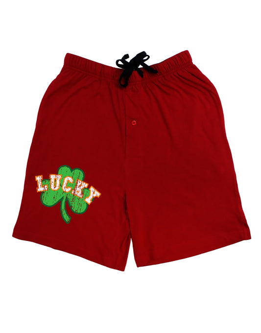 Lucky Shamrock Design Distressed Adult Lounge Shorts - Red or Black by TooLoud-Lounge Shorts-TooLoud-Red-Small-Davson Sales
