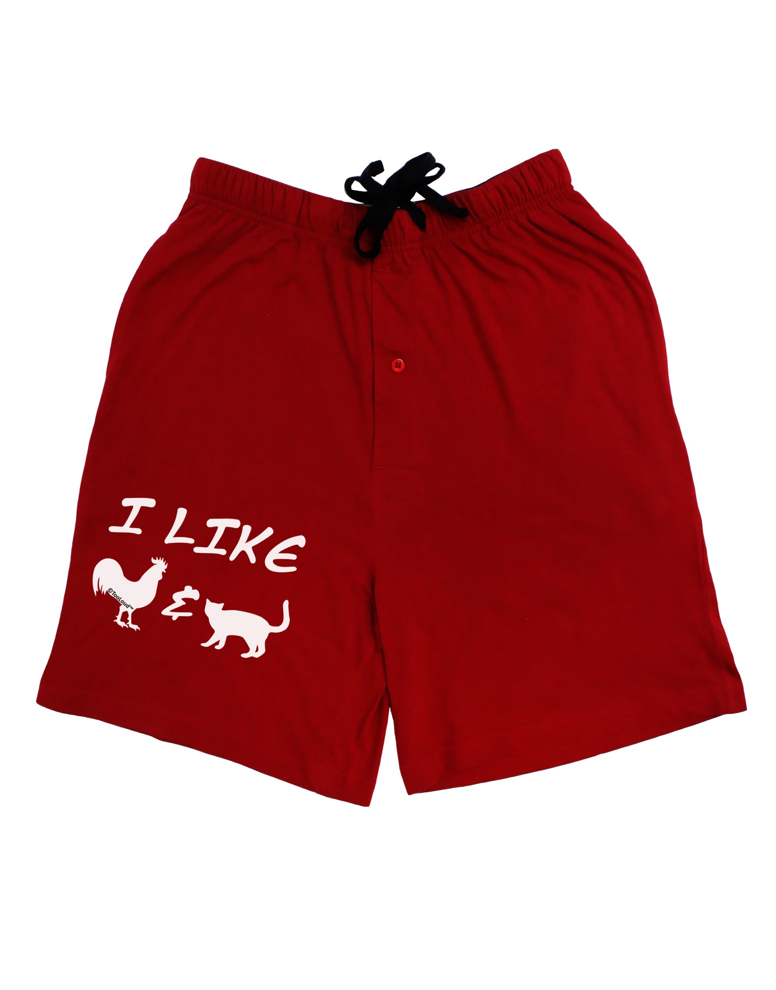 I Like Rooster & Cat Silhouette Adult Lounge Shorts - Red or Black by TooLoud-Lounge Shorts-TooLoud-Black-Small-Davson Sales