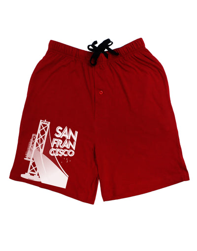 San Francisco Text Bay Bridge Adult Lounge Shorts-Lounge Shorts-TooLoud-Red-Small-Davson Sales