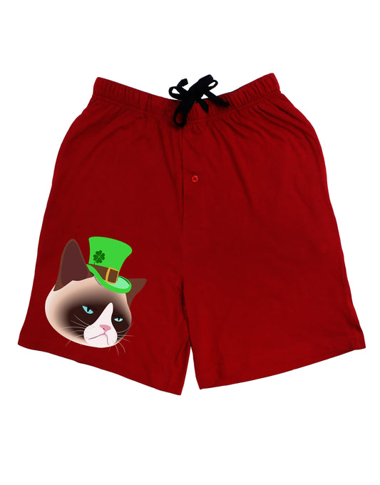 Leprechaun Disgruntled Cat Adult Lounge Shorts-Lounge Shorts-TooLoud-Red-Small-Davson Sales