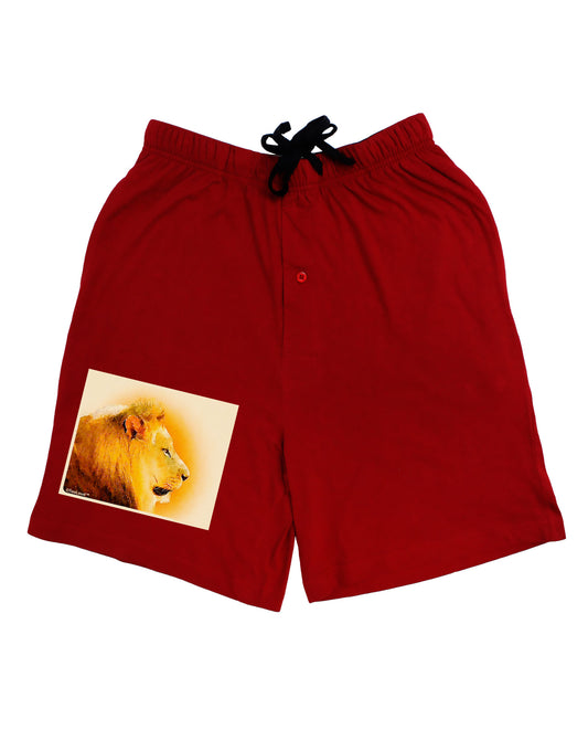 Lion Watercolor 3 Adult Lounge Shorts-Lounge Shorts-TooLoud-Red-Small-Davson Sales