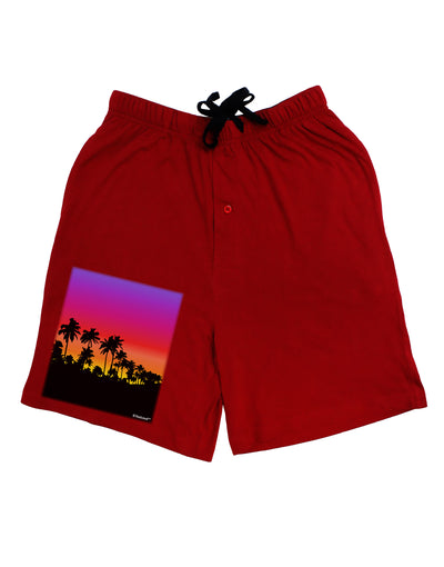 Palm Trees and Sunset Design Adult Lounge Shorts - Red or Black by TooLoud-Lounge Shorts-TooLoud-Black-Small-Davson Sales