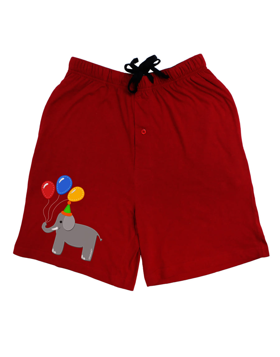 Cute Elephant with Balloons Adult Lounge Shorts - Red- Medium-Lounge Shorts-TooLoud-Davson Sales