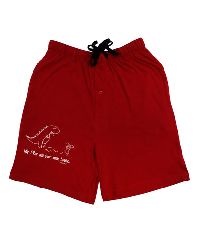 My T-Rex Ate Your Stick Family - Line Adult Lounge Shorts - Red or Black by TooLoud-Lounge Shorts-TooLoud-Black-Small-Davson Sales