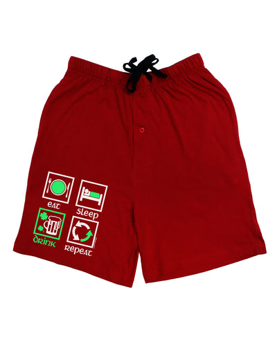 Eat Sleep Drink Green Beer Repeat Adult Lounge Shorts-Lounge Shorts-TooLoud-Red-Small-Davson Sales