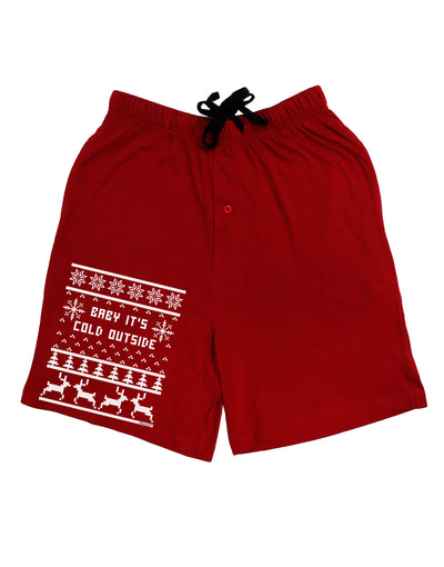 Baby It's Cold Outside Christmas Sweater Design Adult Lounge Shorts - Red or Black-Lounge Shorts-TooLoud-Red-Small-Davson Sales