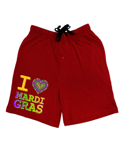 I Love Heart Mardi Gras Adult Lounge Shorts - Red or Black-Lounge Shorts-TooLoud-Red-Small-Davson Sales