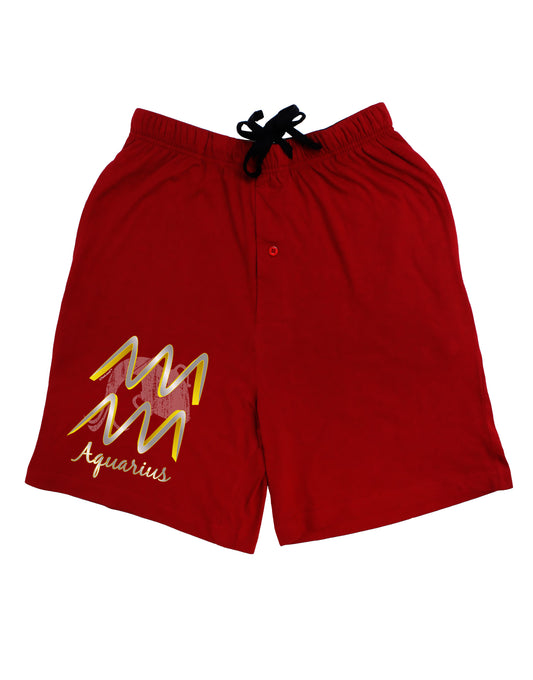 Aquarius Symbol Adult Lounge Shorts-Lounge Shorts-TooLoud-Red-Small-Davson Sales