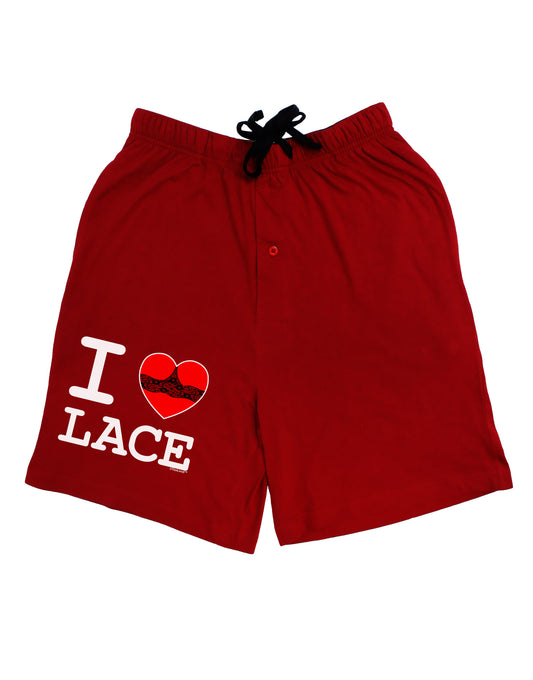 I Love Heart Lace Adult Lounge Shorts-Lounge Shorts-TooLoud-Red-Small-Davson Sales
