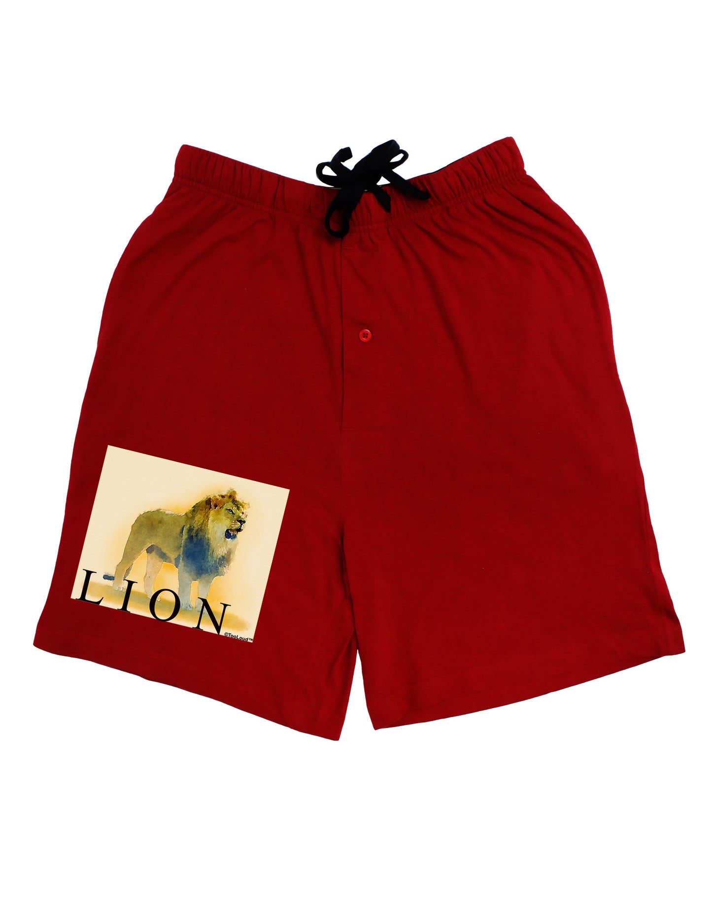 Lion Watercolor 1 Text Adult Lounge Shorts-Lounge Shorts-TooLoud-Red-Small-Davson Sales