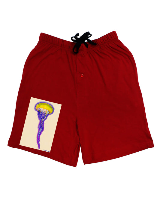 Jellyfish Outlined in Purple Watercolor Adult Lounge Shorts-Lounge Shorts-TooLoud-Red-Small-Davson Sales