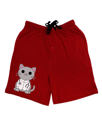 Dr Cat MD - Cute Cat Design Adult Lounge Shorts - Red or Black by TooLoud-Lounge Shorts-TooLoud-Black-Small-Davson Sales