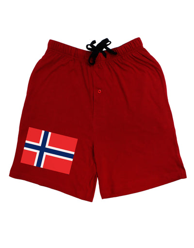 TooLoud Norwegian Flag Dark Adult Lounge Shorts-Lounge Shorts-TooLoud-Red-Small-Davson Sales