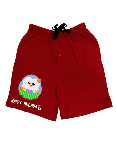 Happy Huladays Holiday Penguin - Christmas Adult Lounge Shorts - Red or Black-Lounge Shorts-TooLoud-Red-Small-Davson Sales