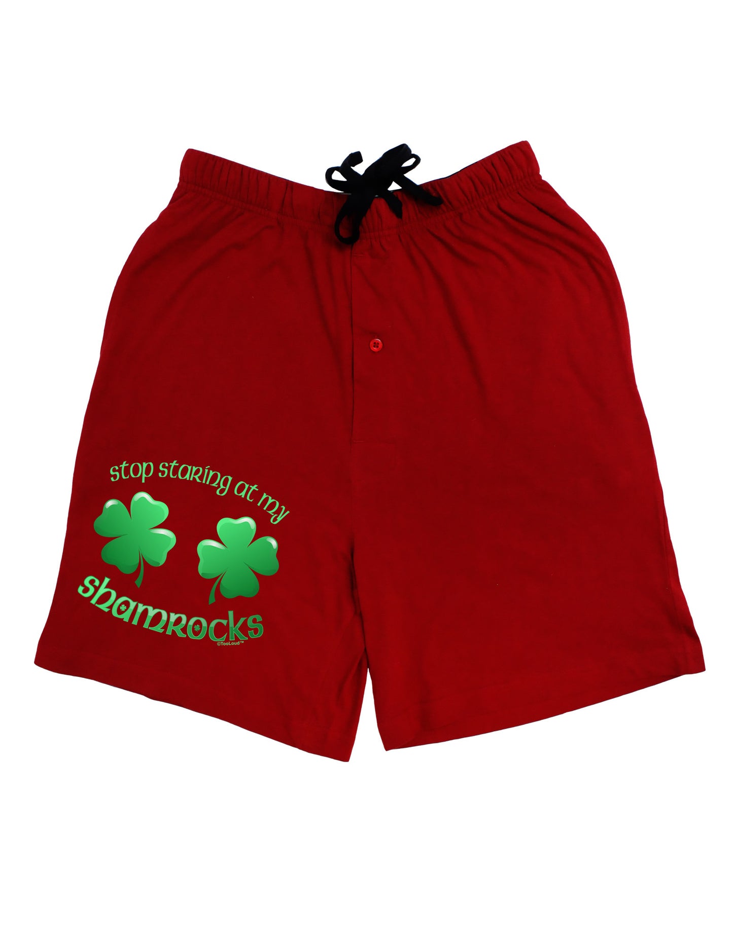 Stop Staring At My Shamrocks Adult Lounge Shorts-Lounge Shorts-TooLoud-Red-Small-Davson Sales