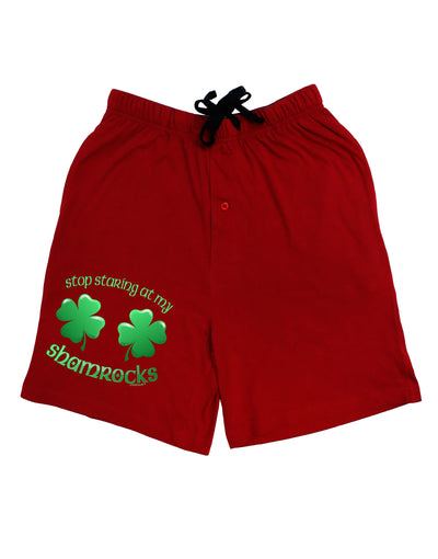 Stop Staring At My Shamrocks Adult Lounge Shorts-Lounge Shorts-TooLoud-Red-Small-Davson Sales