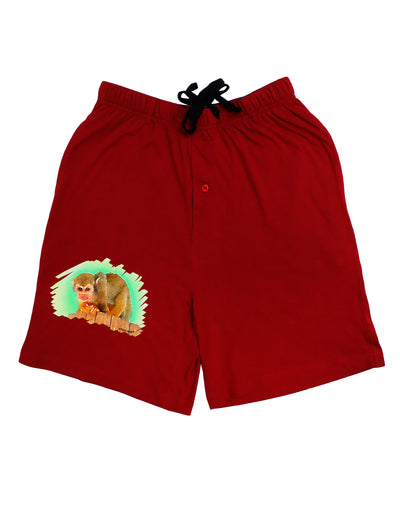 Squirrel Monkey Watercolor Adult Lounge Shorts-Lounge Shorts-TooLoud-Red-Small-Davson Sales