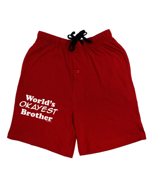 World's Okayest Brother Text Adult Lounge Shorts - Red or Black by TooLoud-Lounge Shorts-TooLoud-Black-Small-Davson Sales