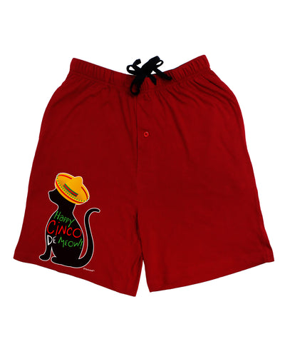 Happy Cinco de Meow - Cinco de Mayo Cat Adult Lounge Shorts - Red or Black by TooLoud-Lounge Shorts-TooLoud-Black-Small-Davson Sales