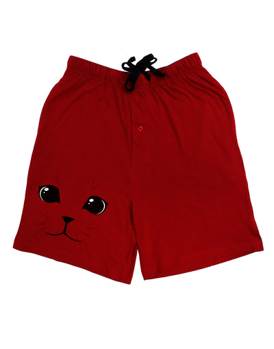 Cute Cat Face Relaxed Fit Adult Lounge Shorts by-Lounge Shorts-TooLoud-Red-Small-Davson Sales