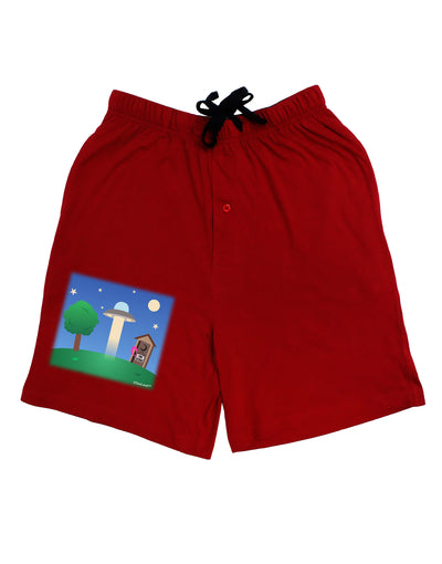 UFO Stopping At an Out-house Adult Lounge Shorts - Red or Black by TooLoud-Lounge Shorts-TooLoud-Black-Small-Davson Sales