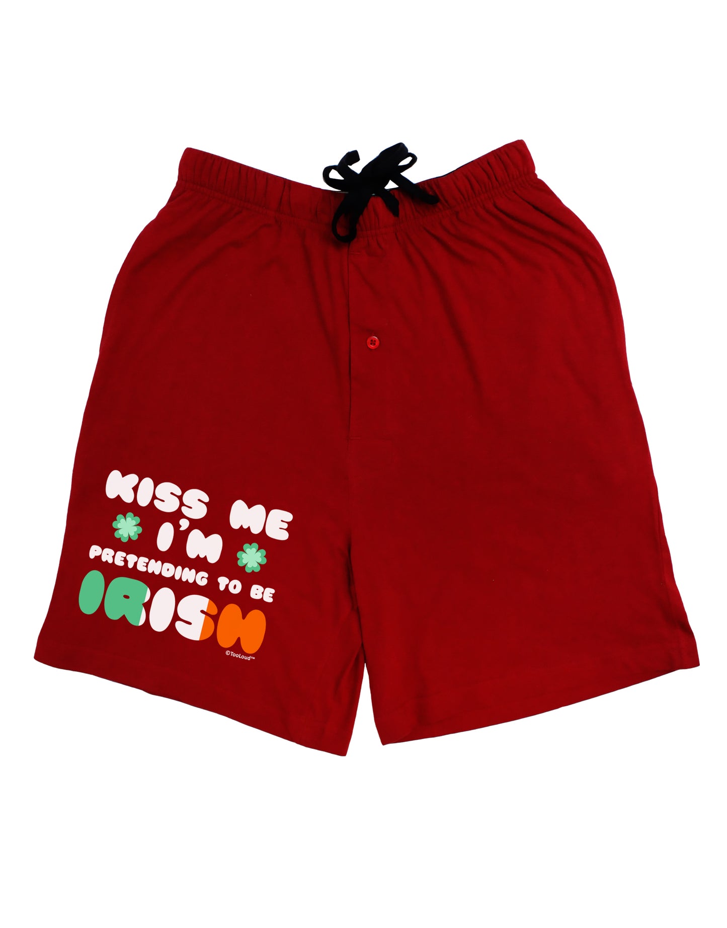 Kiss Me I'm Pretending to Be Irish Adult Lounge Shorts - Red or Black by TooLoud-Lounge Shorts-TooLoud-Black-Small-Davson Sales