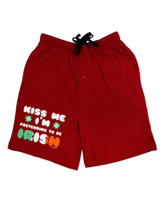 Kiss Me I'm Pretending to Be Irish Adult Lounge Shorts - Red or Black by TooLoud-Lounge Shorts-TooLoud-Black-Small-Davson Sales