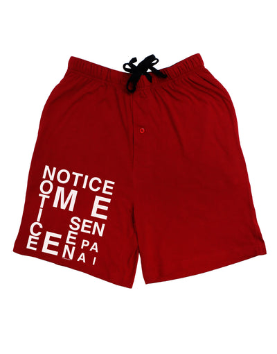 Notice Me Senpai Artistic Text Adult Lounge Shorts-Lounge Shorts-TooLoud-Red-Small-Davson Sales