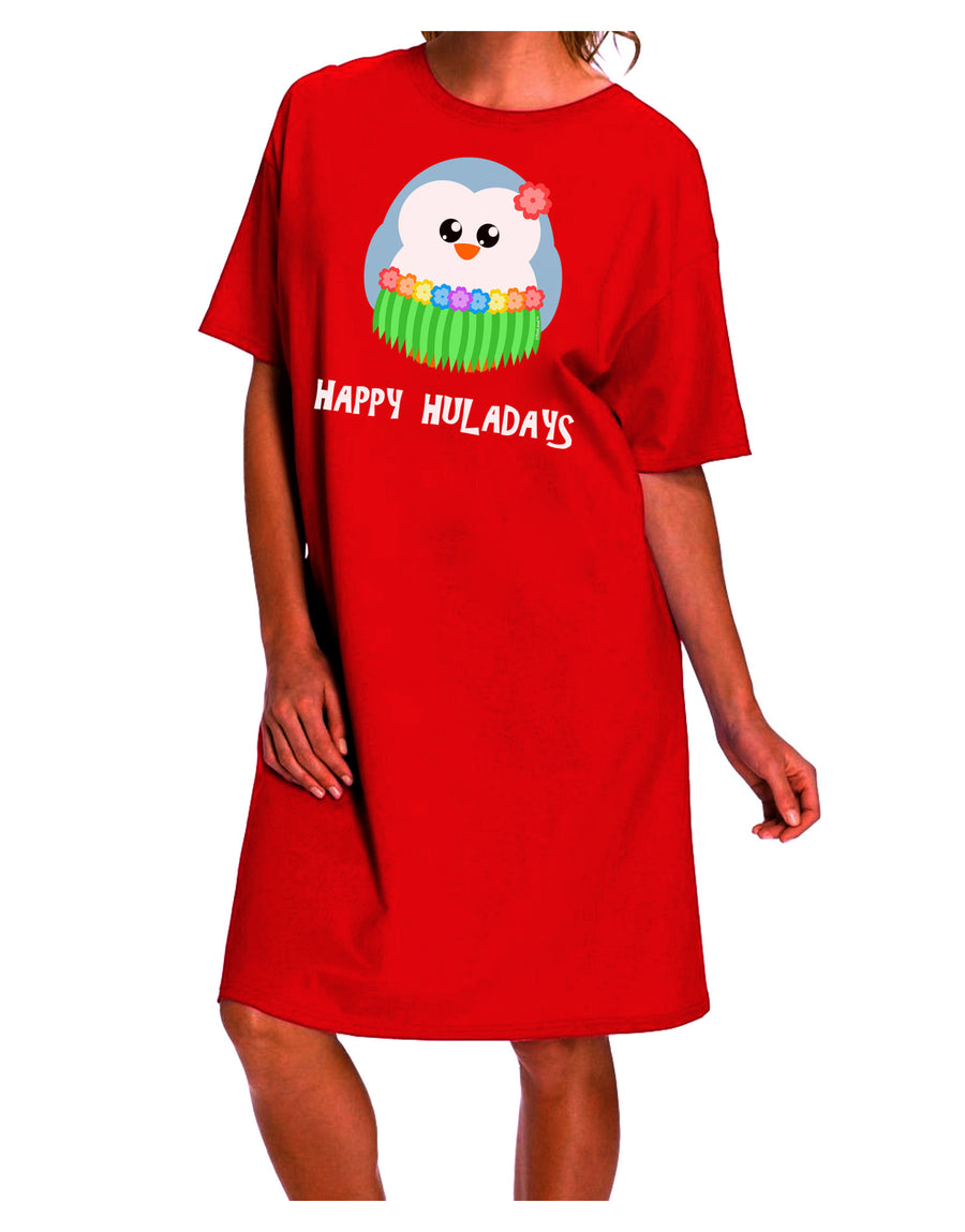 Festive Penguin Holiday Night Shirt Dress - Christmas-themed Dark Adult Apparel-Night Shirt-TooLoud-Red-One-Size-Fits-Most-Davson Sales