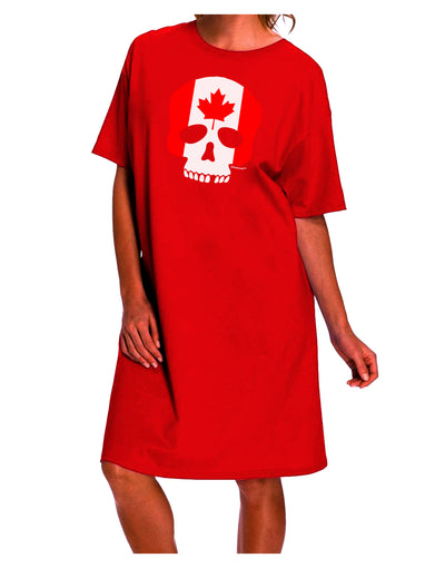 Canadian Skull Flag Adult Night Shirt Dress-Night Shirt-TooLoud-Red-One-Size-Davson Sales