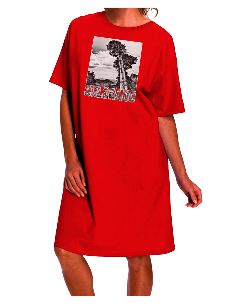 Stylish and Sophisticated Colorado Landscape Black and White Adult Night Shirt Dress-Night Shirt-TooLoud-Red-One-Size-Fits-Most-Davson Sales