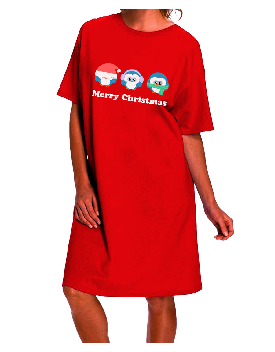 Festive Christmas Penguins Night Shirt Dress - Embracing the Dark Aesthetic-Night Shirt-TooLoud-Red-One-Size-Fits-Most-Davson Sales