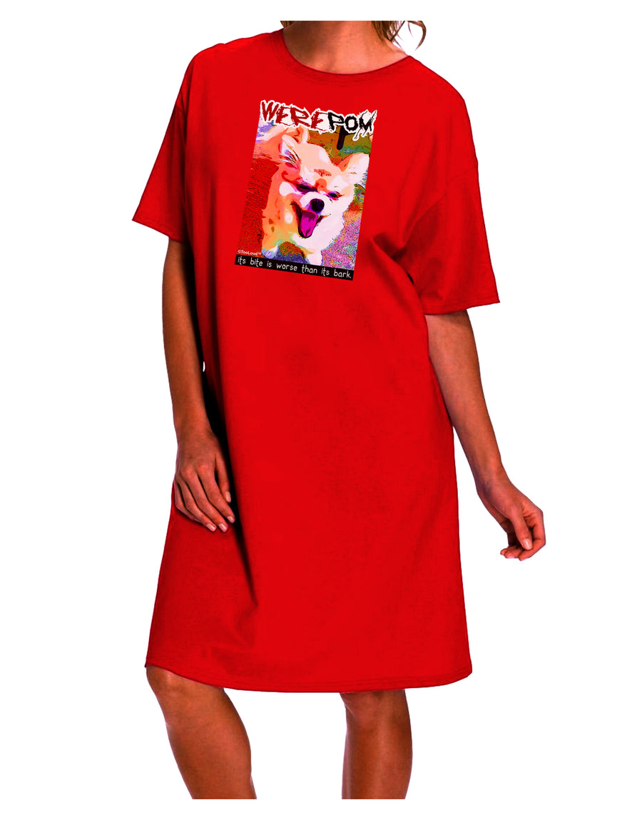 TooLoud Presents: Werewolf Pomeranian Adult Night Shirt Dress from the WerePom Collection-Night Shirt-TooLoud-Red-One-Size-Davson Sales