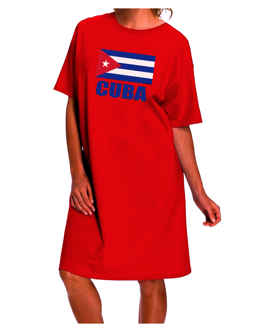 Cuban Pride Adult Night Shirt Dress featuring the Cuba Flag, exclusively by TooLoud-Night Shirt-TooLoud-Red-One-Size-Davson Sales