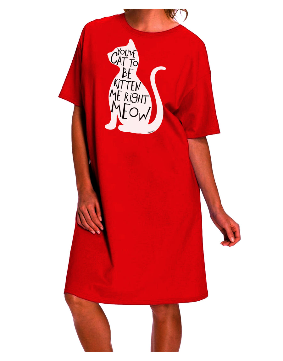 Stylish and Playful Adult Night Shirt Dress for Cat Lovers-Night Shirt-TooLoud-Red-One-Size-Fits-Most-Davson Sales