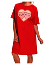 Stylish and Charming Adult Night Shirt Dress with Kawaii Hearts-Night Shirt-TooLoud-Red-One-Size-Davson Sales