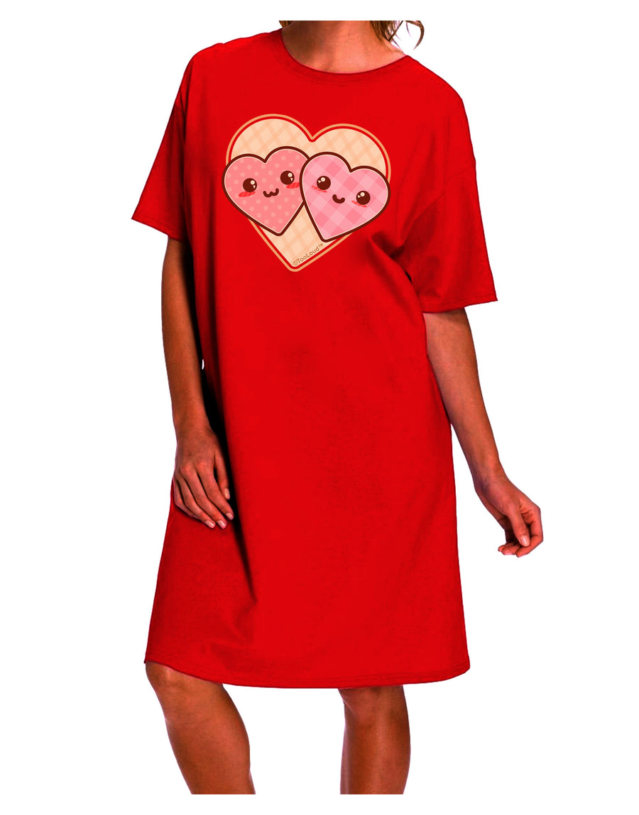 Stylish and Charming Adult Night Shirt Dress with Kawaii Hearts-Night Shirt-TooLoud-Red-One-Size-Davson Sales