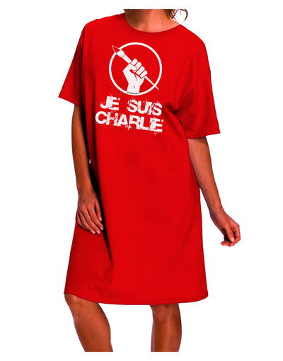 Charlie Adult Night Shirt Dress-Night Shirt-TooLoud-Red-One-Size-Davson Sales